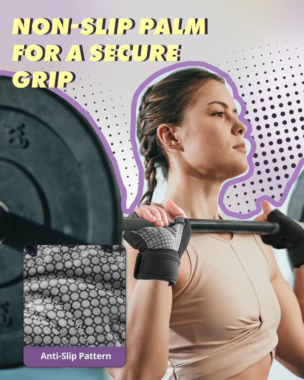 Weight Lifting Gloves for Women & Men, Wrist Support & Padded Palm | Gym Gloves with Silicone Grip, Breathable