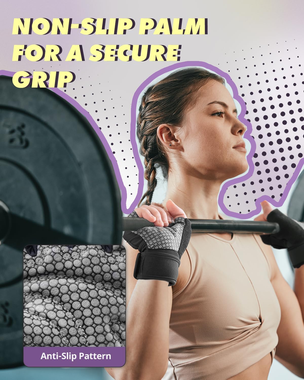 Weight Lifting Gloves for Women & Men, Wrist Support & Padded Palm | Gym Gloves with Silicone Grip, Breathable