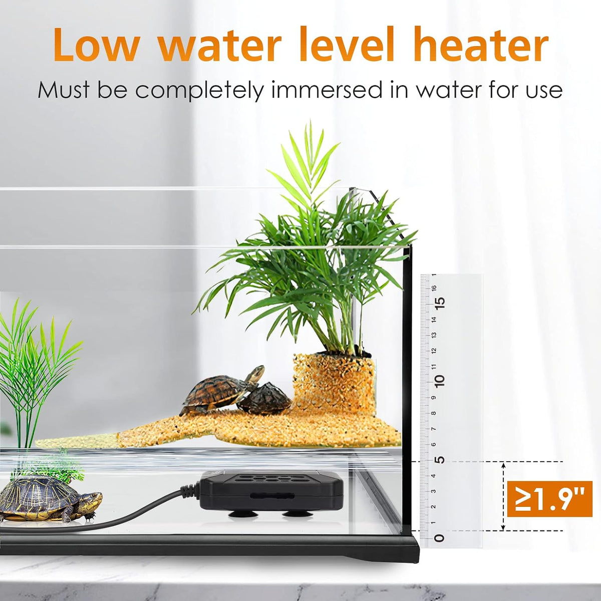 Aquarium Submersible Heater for Fish Tank,LED Temperature Display and Built-in Thermometer,External Controller
