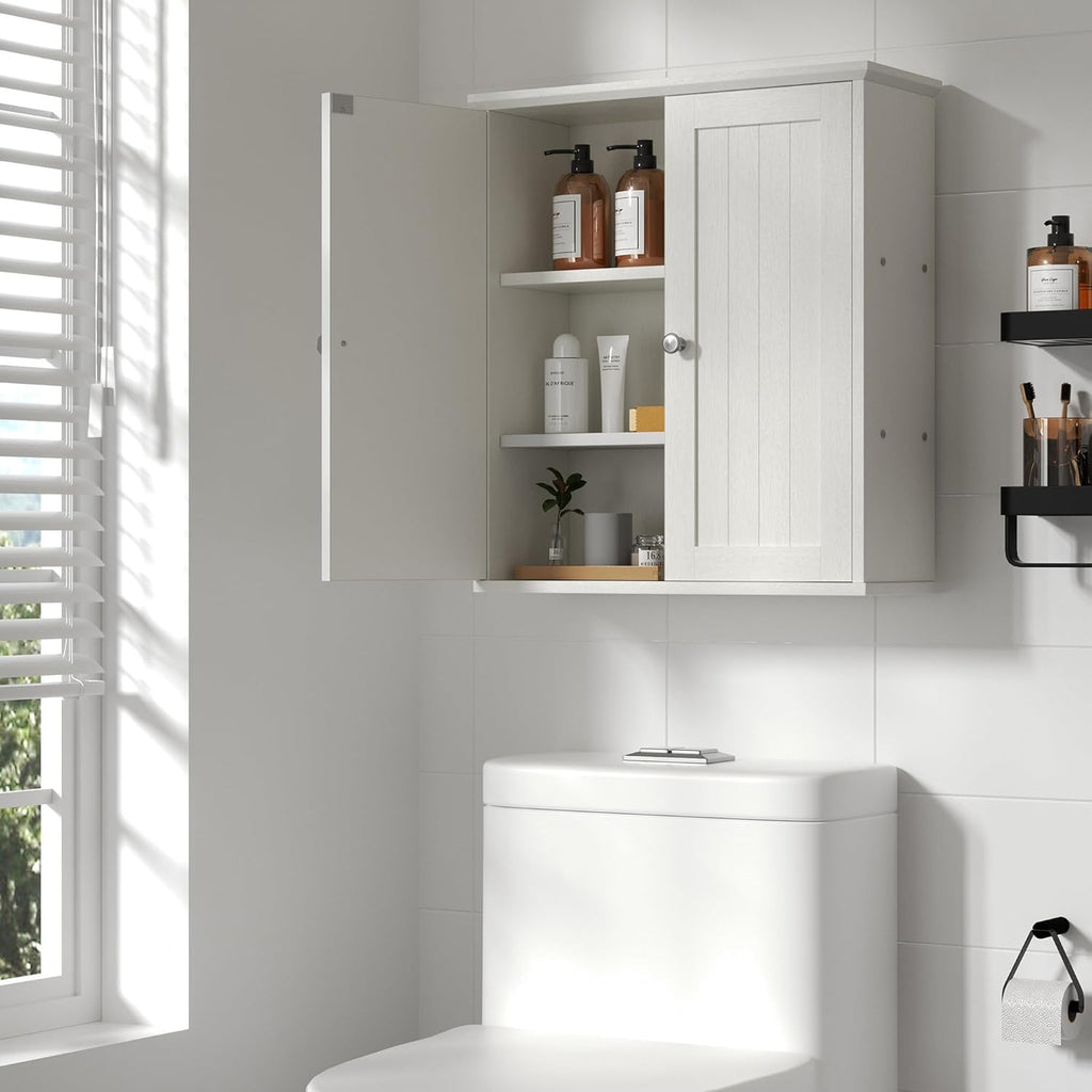 Bathroom Wall Medicine Cabinet, Over The Toilet Storage, White | Bathroom Storage Organizer Cupboard, with 2 Magnet