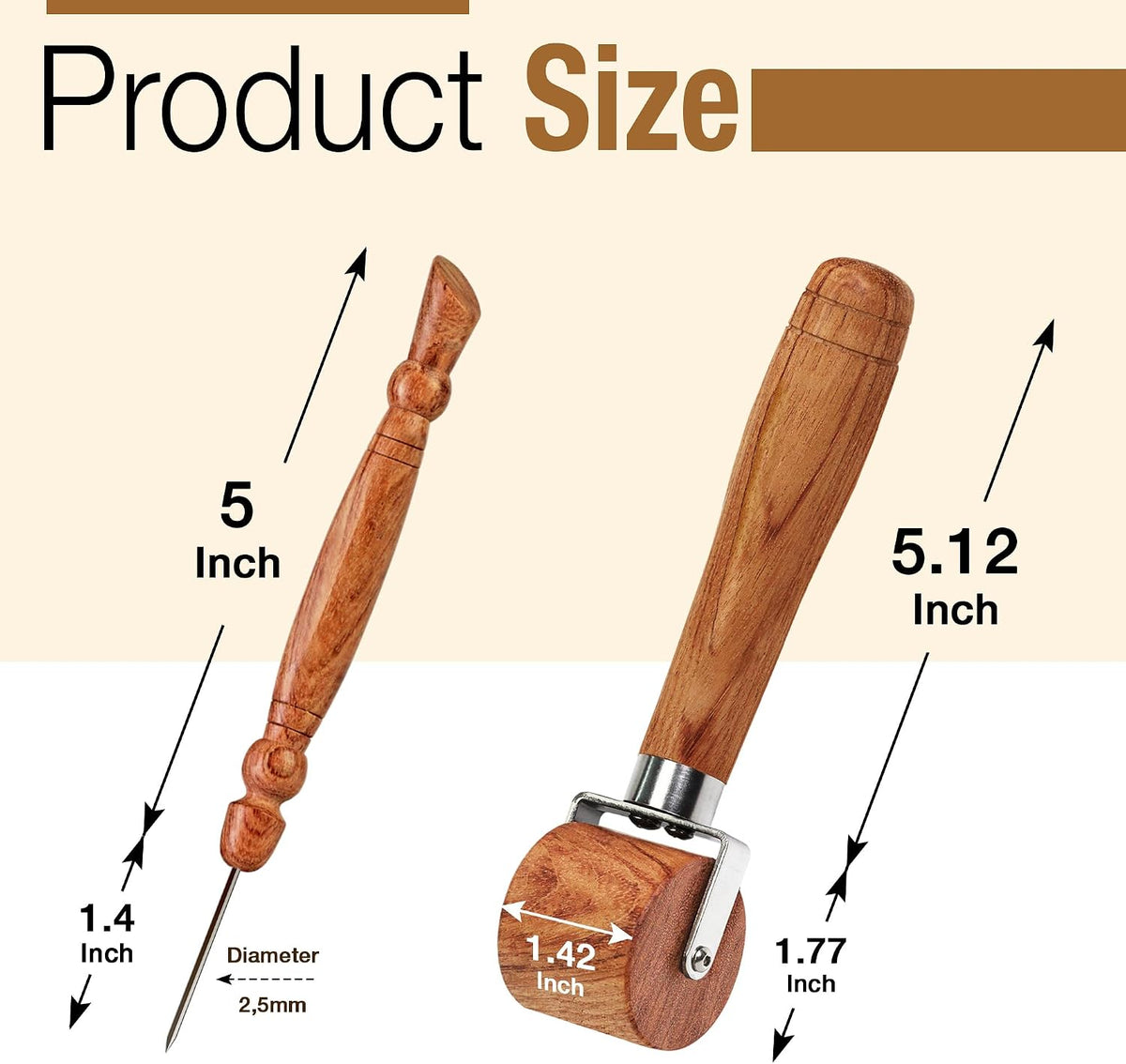 Seam Roller & Stiletto for Sewing/Quilting - Wooden Pressing Roller, Easy to Grip Handle - Wooden Sewing Quilting