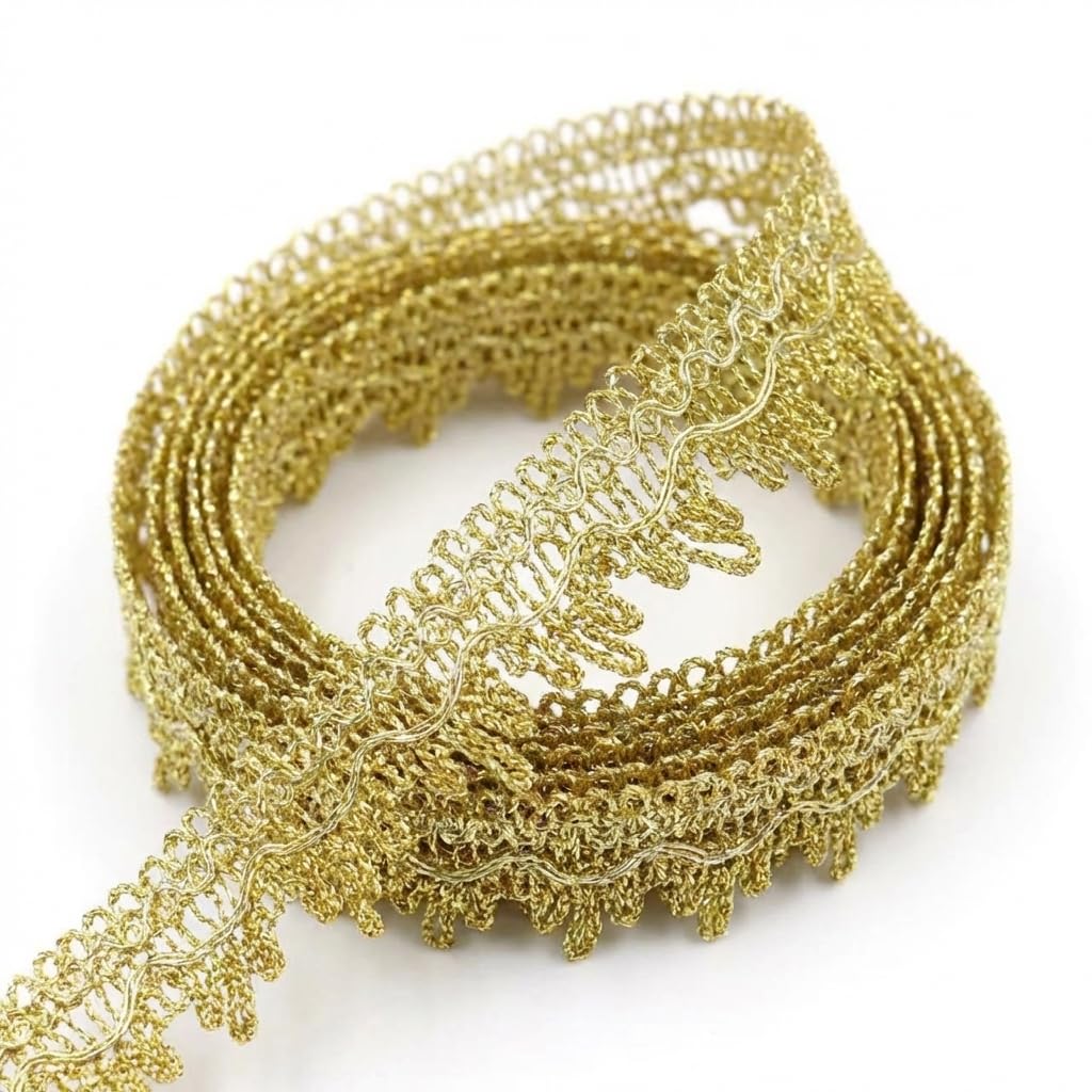 Gold Gimp Trim, Light Gold, 1 Inch Wide x 12 Yards