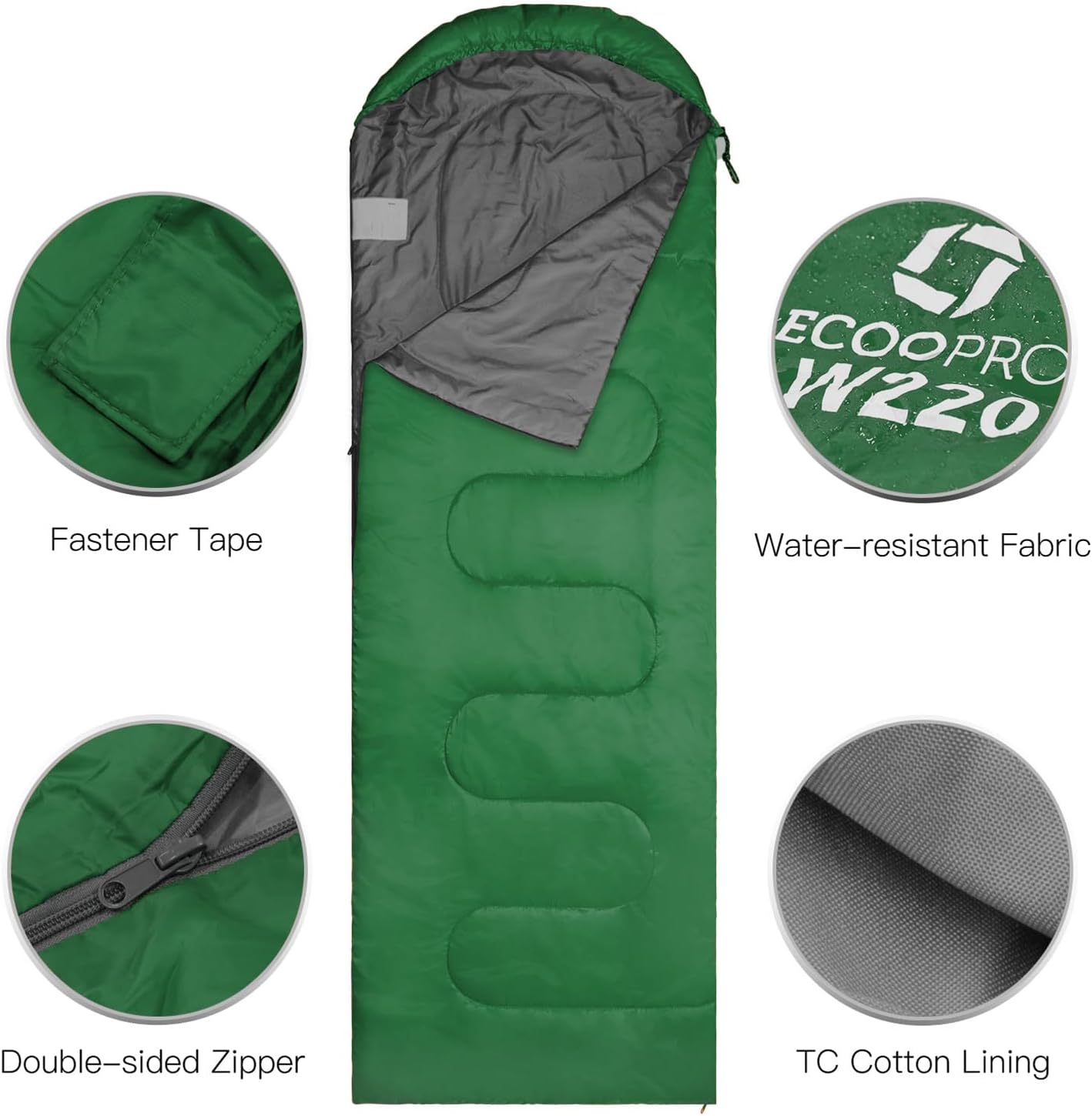 Warm Weather Sleeping Bag - Portable, Waterproof, Compact Lightweight, Comfort with Compression Sack - Great for