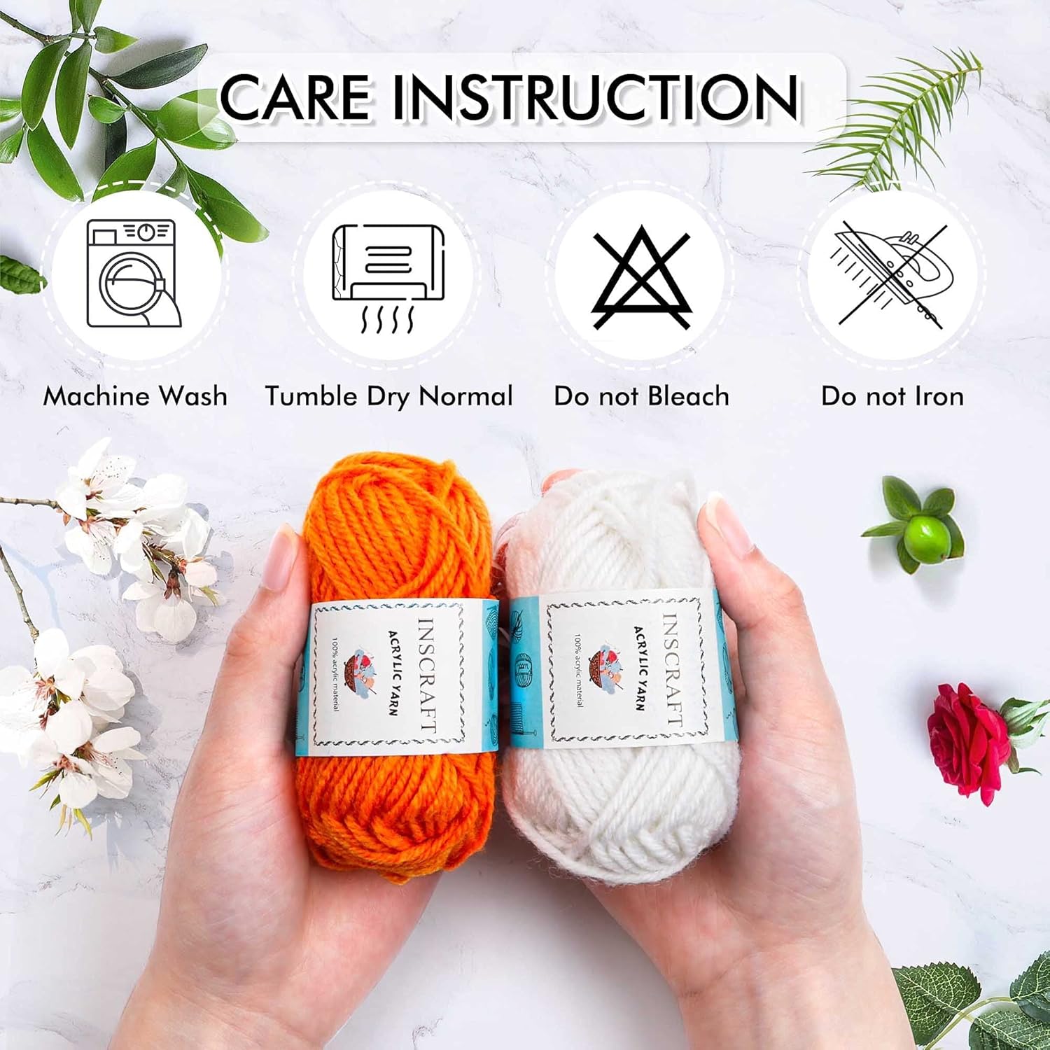 62 Acrylic Yarn Skeins, 2170 Yards Yarn for Knitting and Crochet, Includes 2 Crochet Hooks,2 Weaving Needles,10