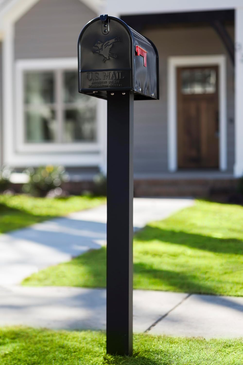 Brighton Aluminum Mailbox Post, Black | Heavy-duty post with weather-resistant outdoor build and a rust-resistant