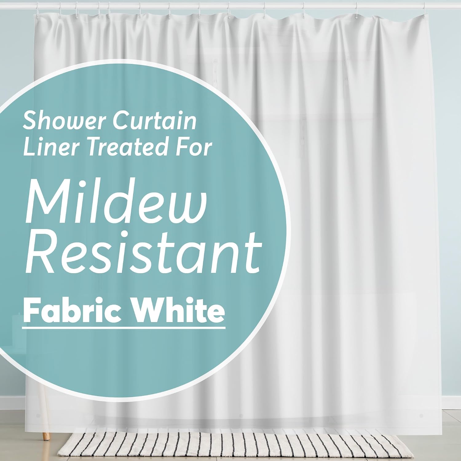 Shower Curtain – 72 x 72 Fabric Premium Shower Curtain with Rustproof Metal Grommet and 3 Magnetic Weights – Odor