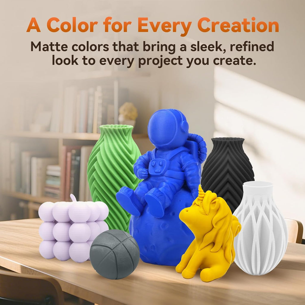 PLA Filament 1.75mm +/- 0.02mm, Matte Black 3D Printer Filament 1kg (2.2lbs) Spool, Excellent Printing Performance