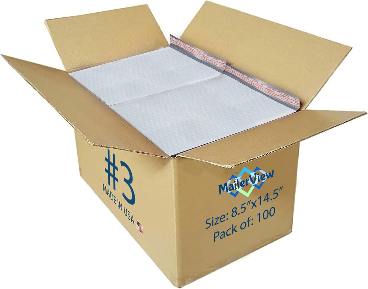 Bubble Mailers 8.5x14.5, Self Seal Poly Padded Envelopes #3, 100 Pack Bulk