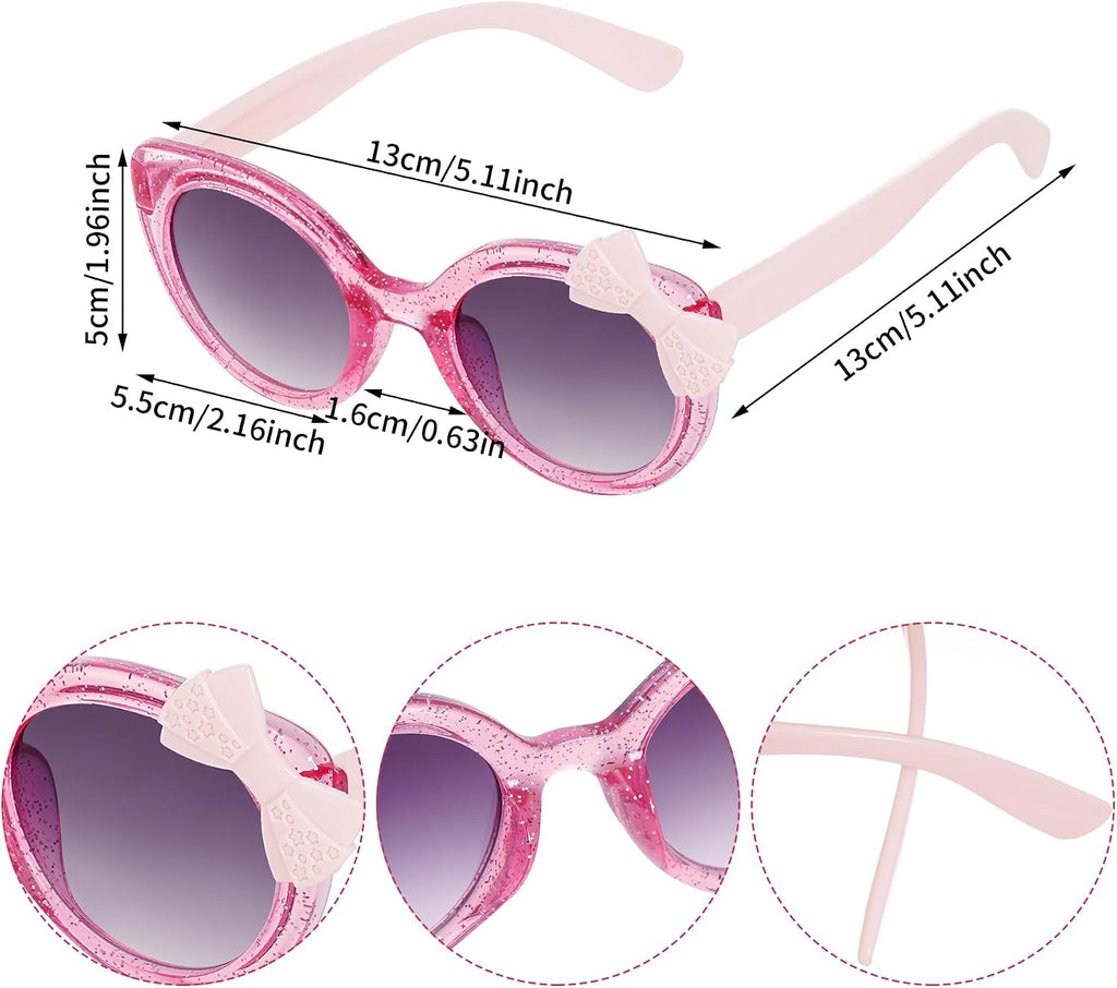 3 Pairs Cute Kids Sunglasses Multiple Shaped Glasse for Toddler Girls Age 3-12 Outdoor Beach Eyewear, UV400 Protection