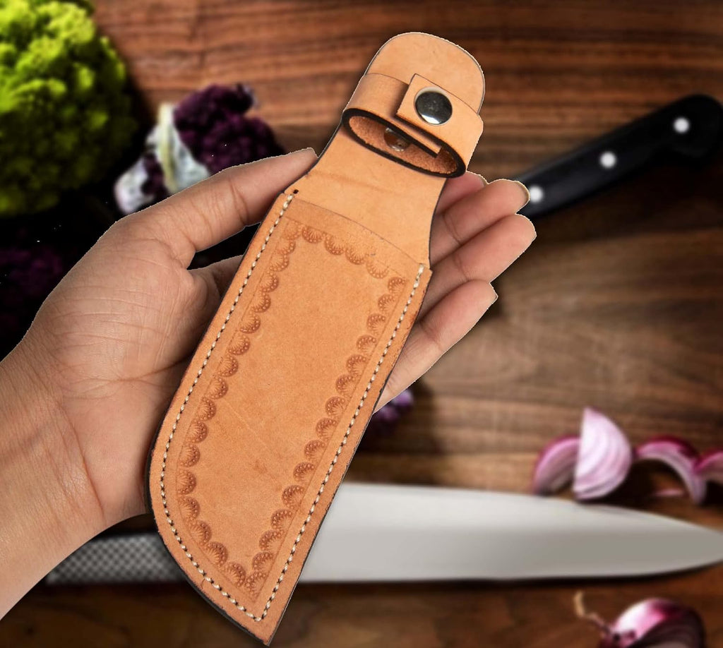 Genuine Leather Knife Sheath – Handmade Leather Knive Holder with Belt Loop, Fits 4-10" Blade – Fixed Blade Knife