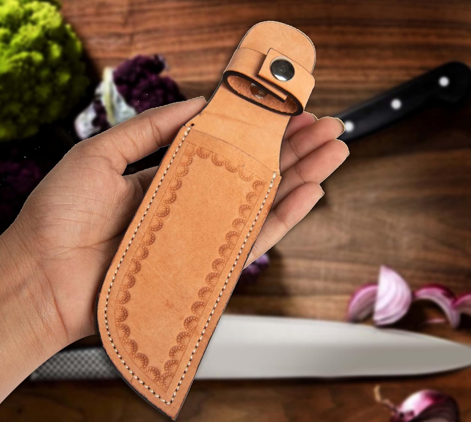Genuine Leather Knife Sheath – Handmade Leather Knive Holder with Belt Loop, Fits 4-10" Blade – Fixed Blade Knife