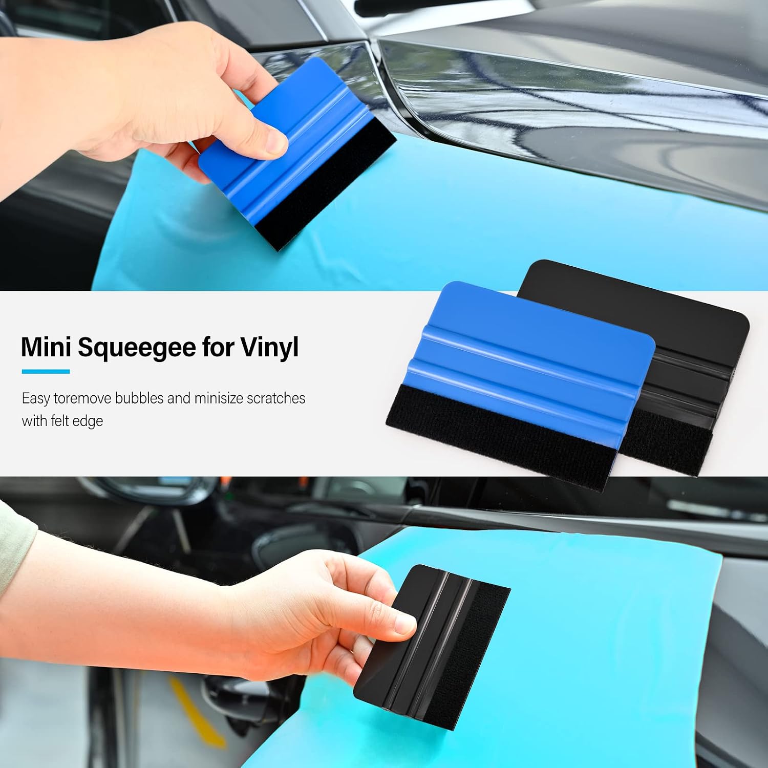 20 Pack Vinyl Squeegee with 20PCS Felt Fabric for Tint Film Decal Squeegee Application Tool Vinyl Wrap Installation