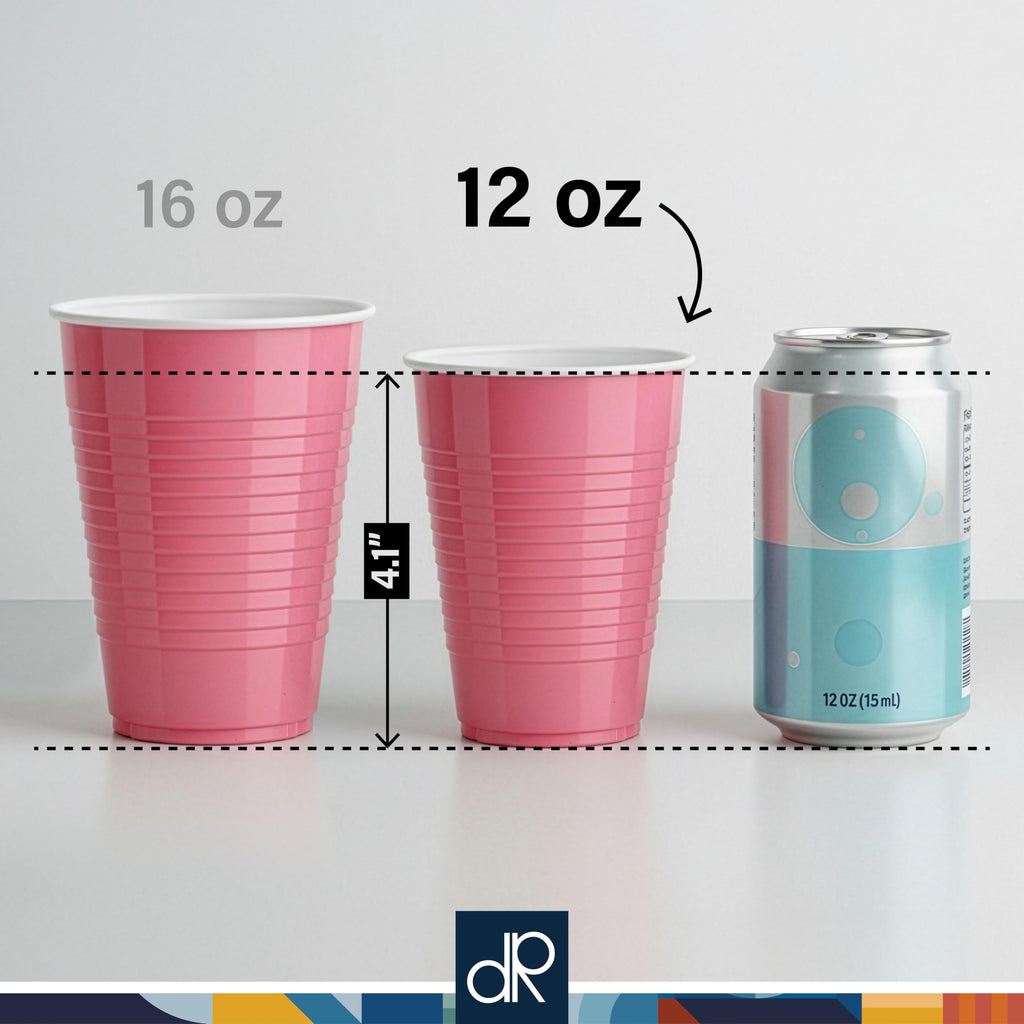 Light Pink Plastic Cups, 12 oz Disposable Cups, Reusable Party Supplies (40 Count)