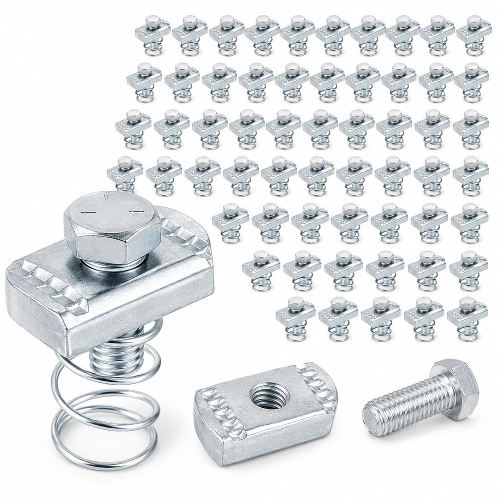 50 Set 3/8-16 Spring Nut and Bolt Kit for 1-5/8 Strut Channel