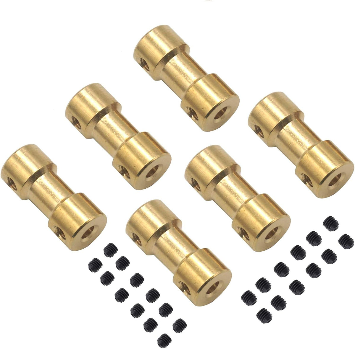 6Pack Vgoohobby Brass Motor Shaft Coupling Coupler Connector Sleeve Joint Adapter for RC DIY Airplane Boat Robot (2mm to 2mm)