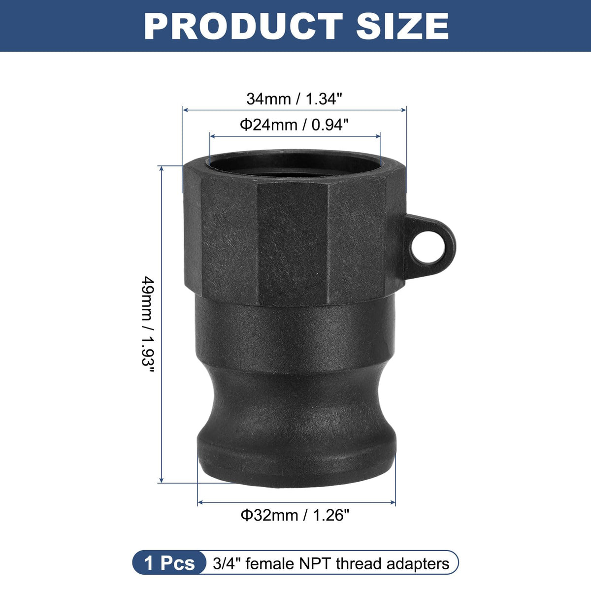 Kozelo Poly Type A 3/4" x 3/4" Female NPT Cam Lock Hose Fitting