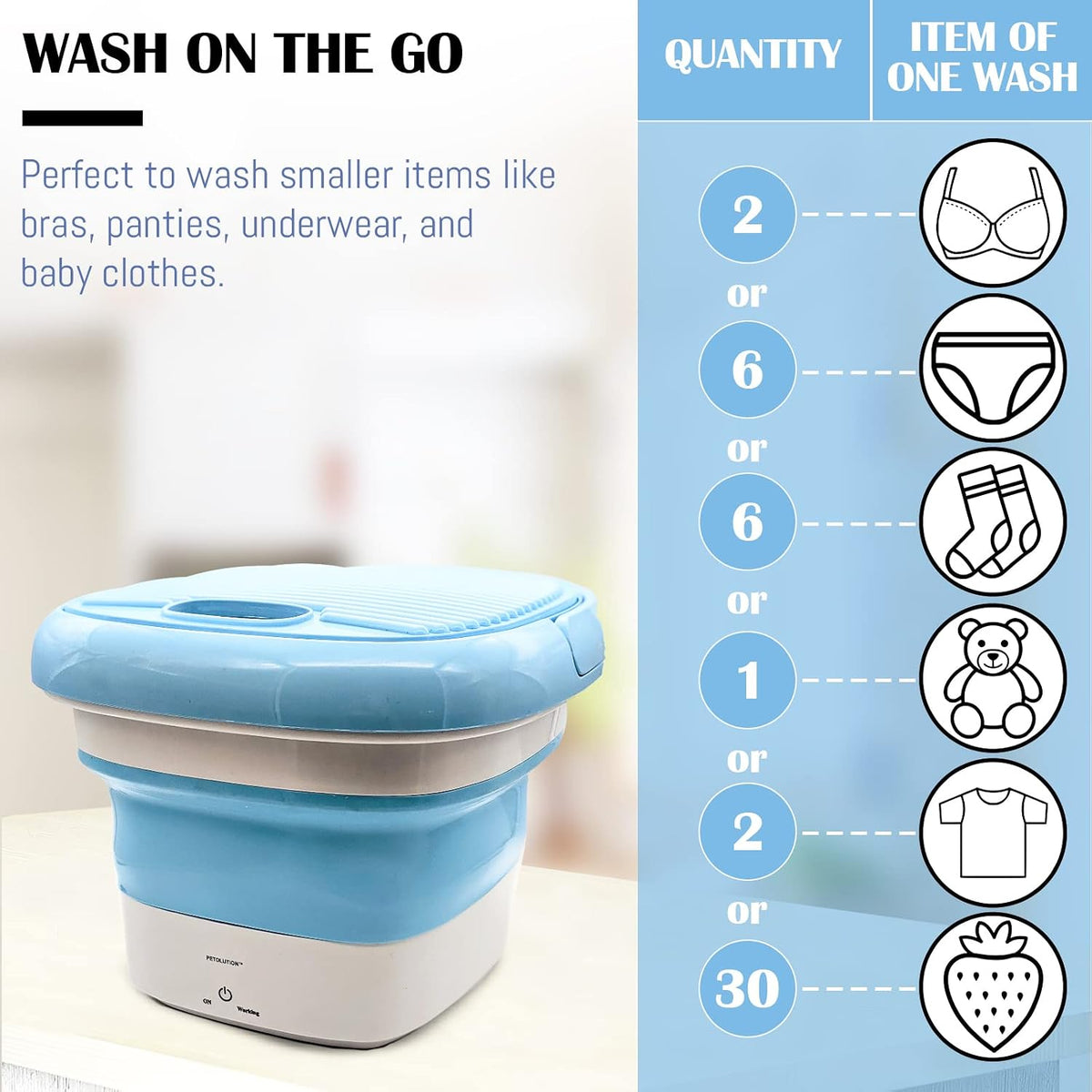 Mini Portable Washing Machine - Folding Washing Machine - Bucket Washer for Clothes Laundry- Collapsible Washing