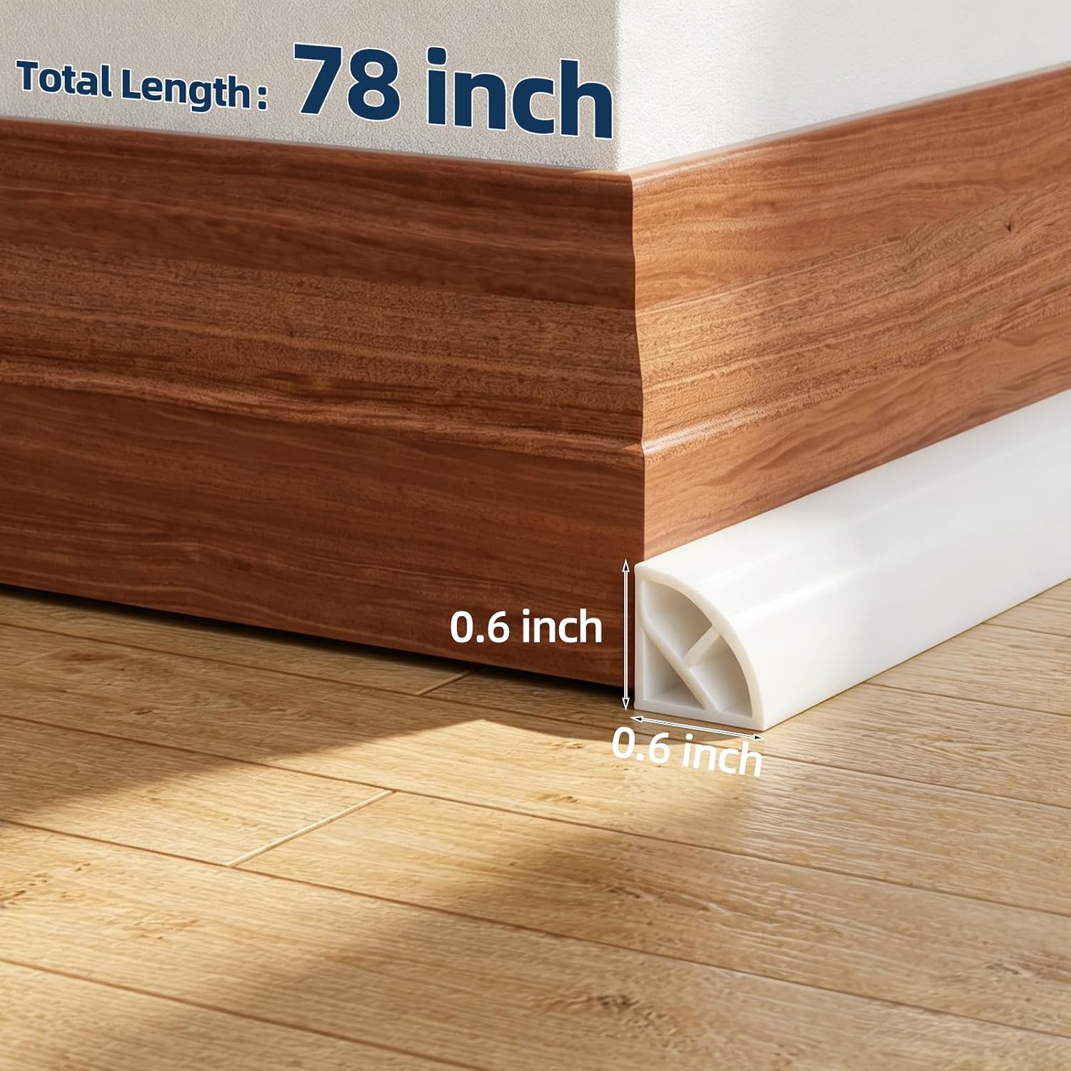 Flexible Quarter Round Molding 78 Inch,Peel and Stick Silicone Trim Molding
