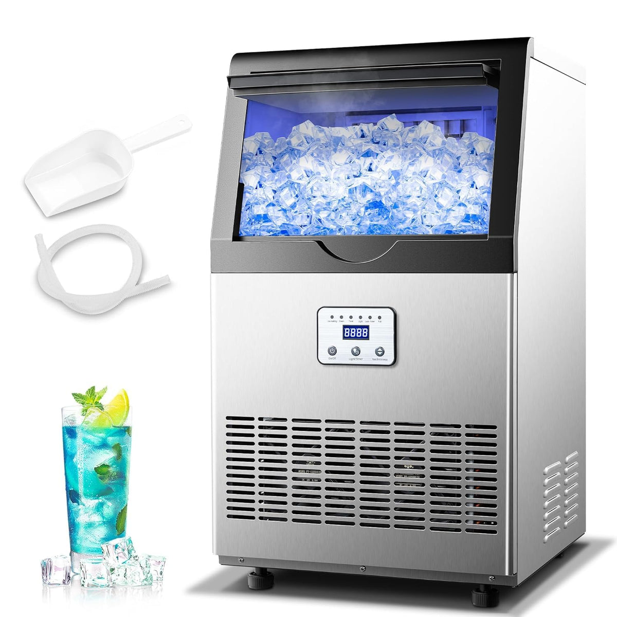 110LBS/24H Commercial Ice Maker Machine Under Counter/Freestanding