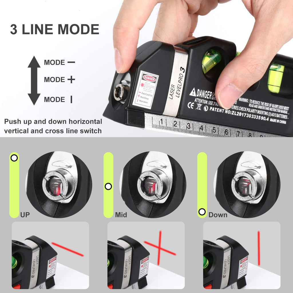 Laser Level Line Tool, Multipurpose Laser Level Kit Standard Cross Line Laser leveler Beam Tool with Metric Rulers