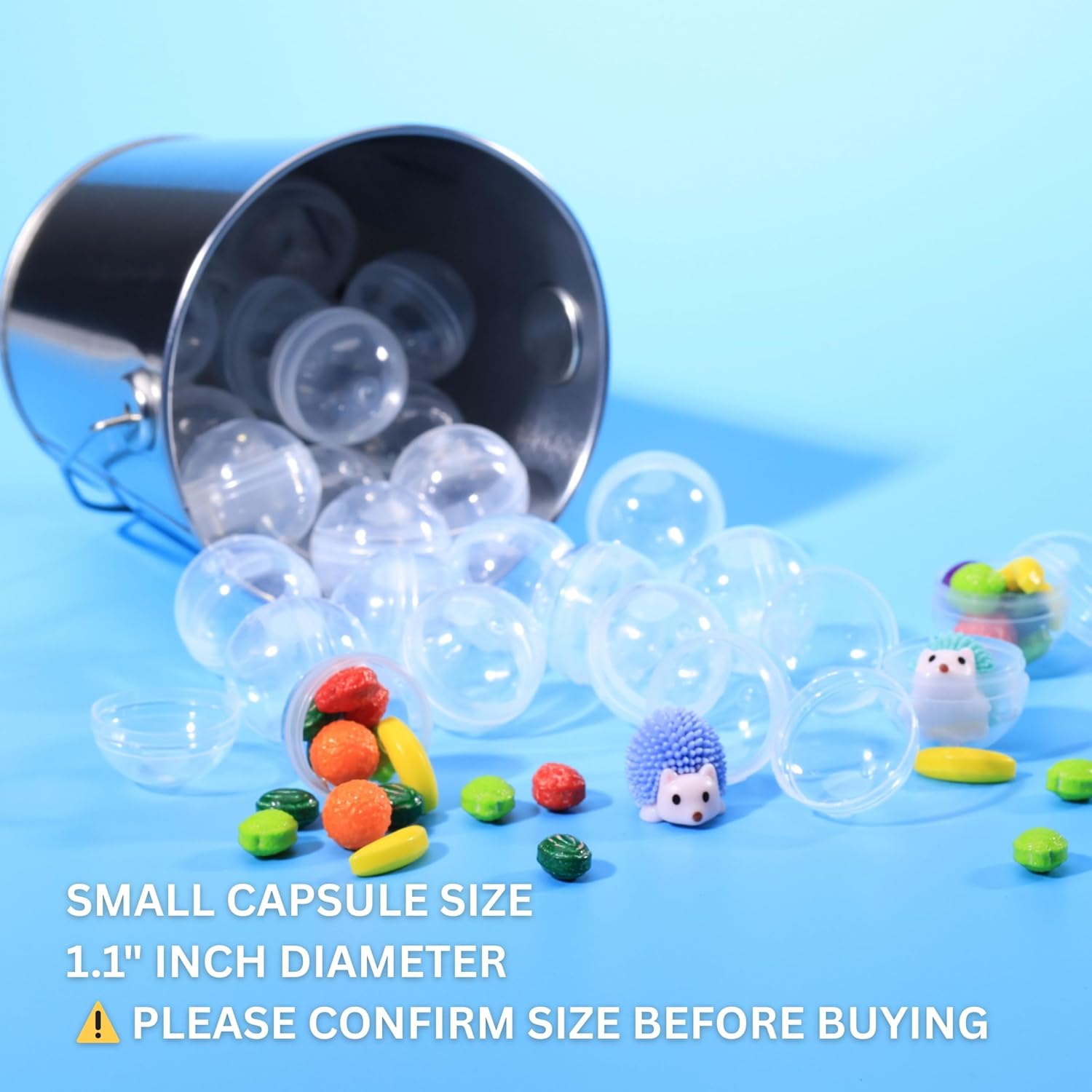 Capsule Vending Machine Round 50 pcs 1.1 inch (28mm) - Gumball Machine Capsules Bulk Clear Container - Easter Basket