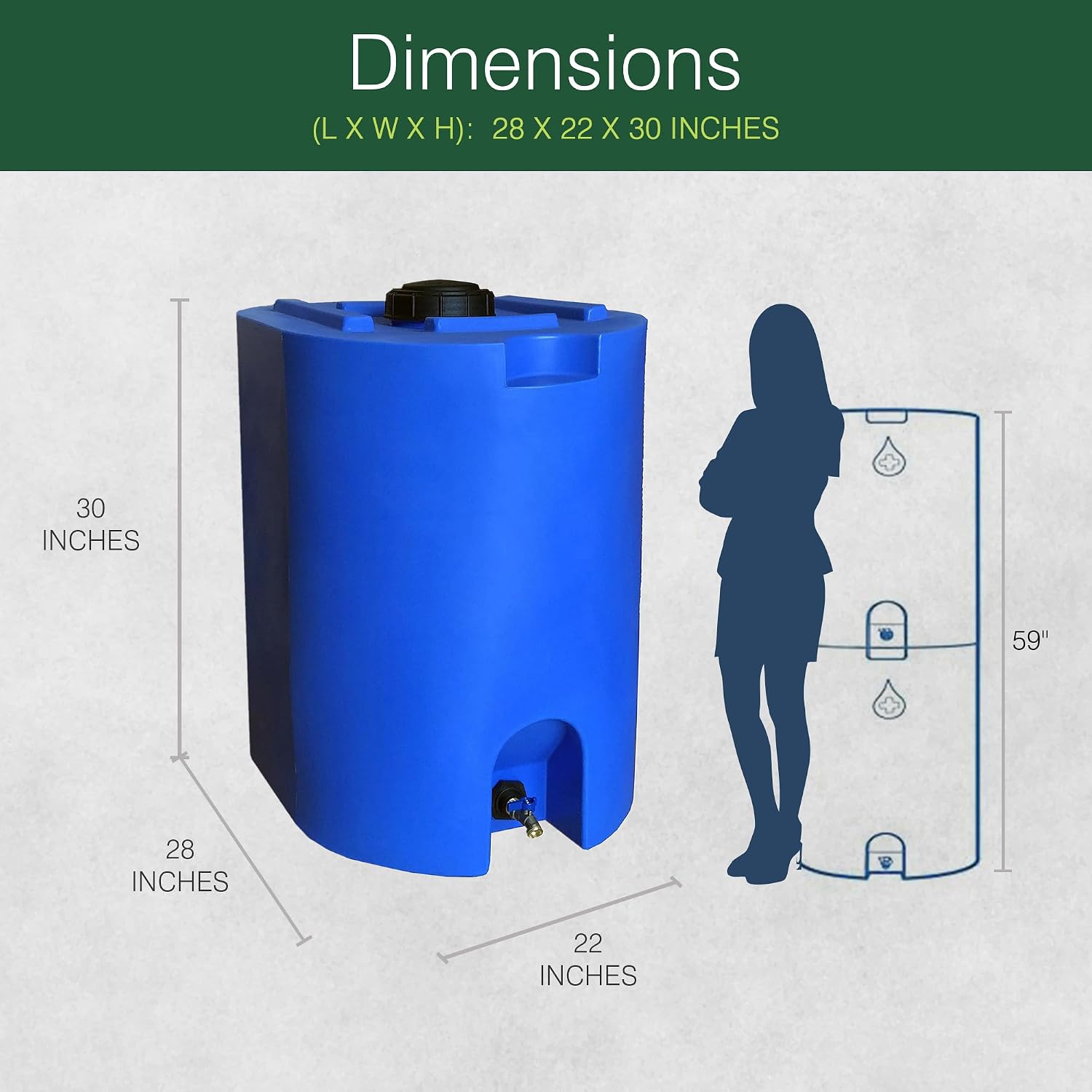 55 Gal Stackable Design Utility Water Tank with Large Cap (2 Pack) | Emergency Water Storage Tank with Large Cap and