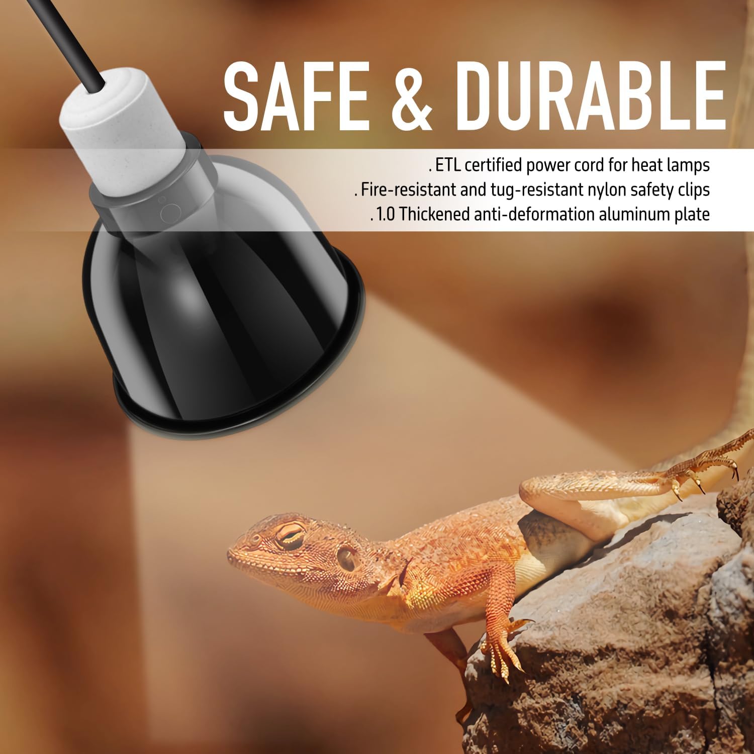 Reptile Light Fixture, 5.5'' Standard Dome for Reptile Basking Bulb Light/Heat Lamp/Ceramic Heat Emitter, 5.5 Inch