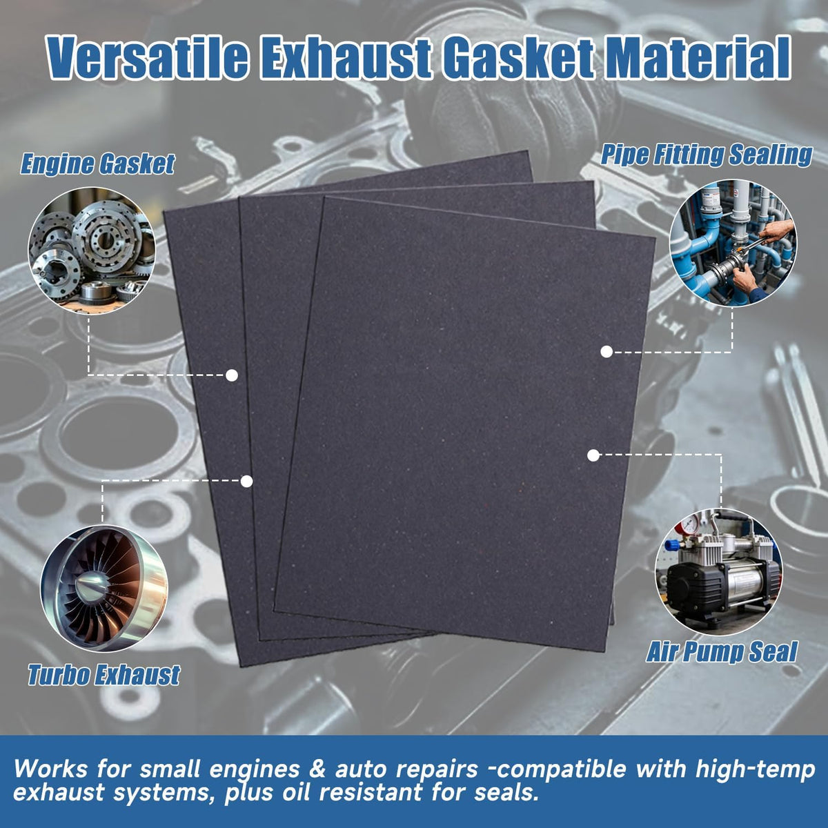 0.5mm Non-Asbestos Gasket Material - 3 Pcs 15"x11.8"inch