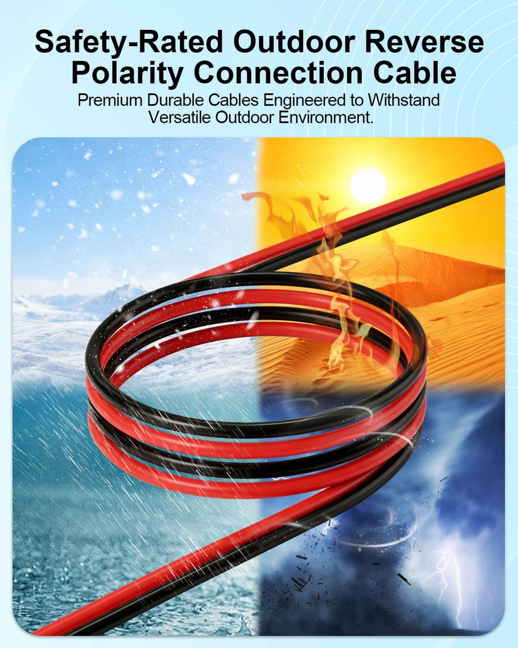 Solar Panel to SAE Adapter Cable, 10FT 10AWG MC4 to SAE Adapter | Solar Extension Cable with Fuse/SAE Polarity