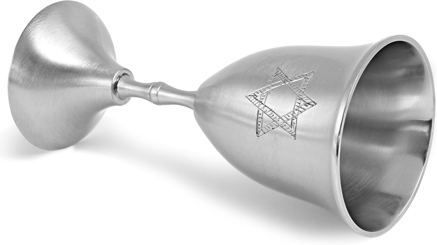 Zion Judaica Passover Seder Kiddush Cup with Engraved Star of David Brass Cup 3.75 oz Satin Silver Finish 5.75" Tall