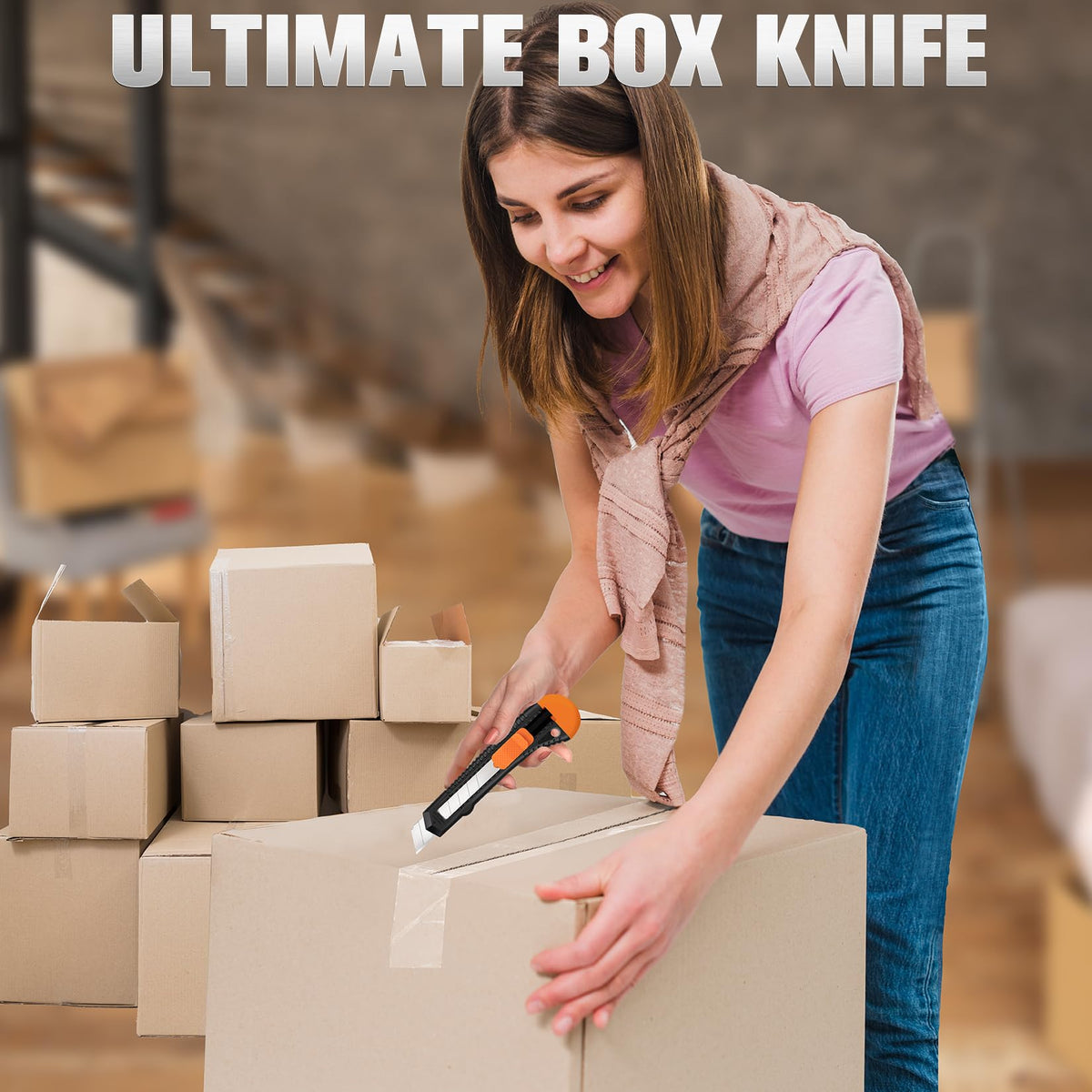 40 Pack Box Cutter Retractable, 18mm Utility Knife, Razor Knife