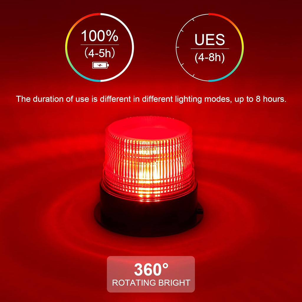 Magnetic Wireless Strobe Light Red Warning Beacon Light for Trucks | Rechargeable Waterproof Emergency Safety Rooftop