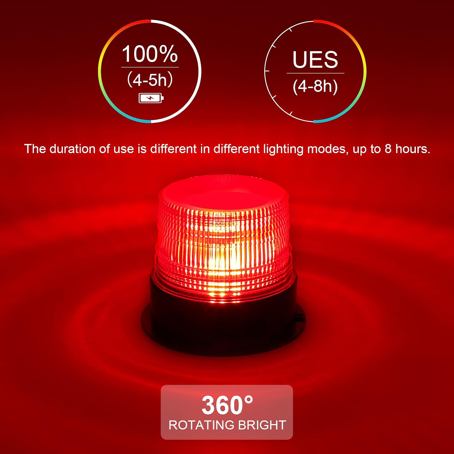 Magnetic Wireless Strobe Light Red Warning Beacon Light for Trucks | Rechargeable Waterproof Emergency Safety Rooftop