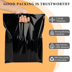 100-Pack Black Plastic Shopping Bags with Handles, 12x15 In Gift Bag