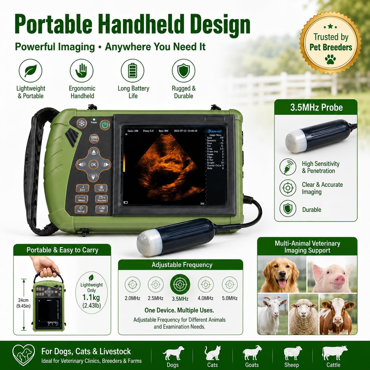 S0 Vet Ultrasound Machine for Pregnancy Veterinary Ultrasound Scanner with 3.5Mhz Convex Probe for Dog,Cat,Goat,Pig
