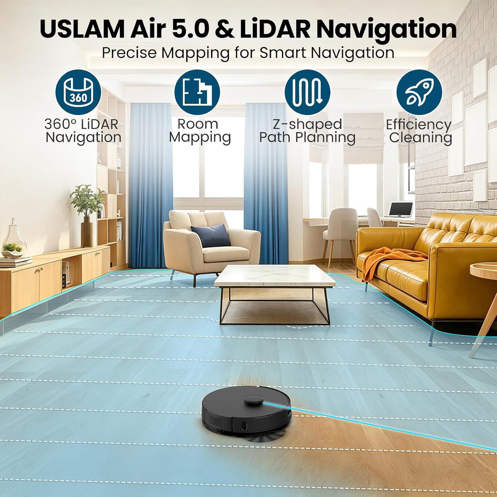 T20+ Robot Vacuum and Mop Combo Self-Emptying, 6,000Pa Suction Robot Vacuum Cleaner, 75-Day Hands-Free, Home Mapping