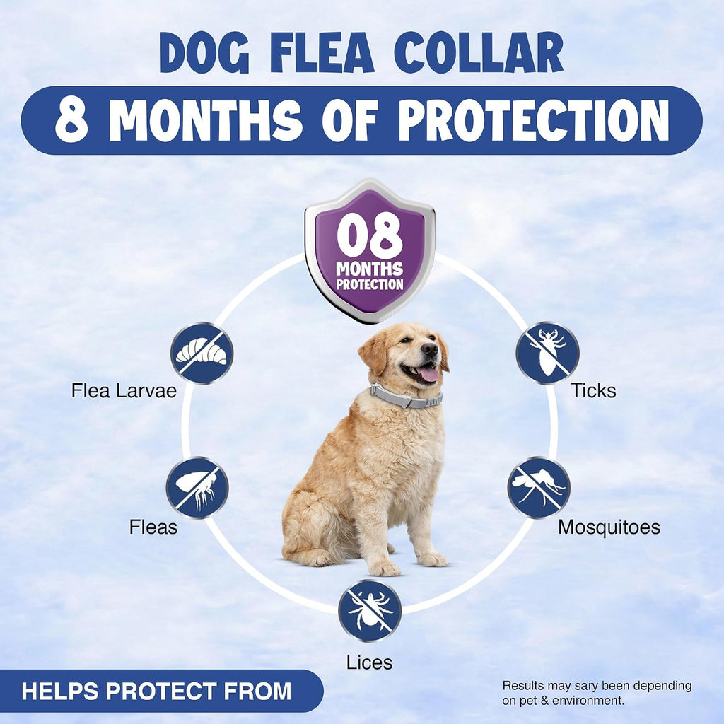 Dog Flea and Tick Collar (2 Pack) – Natural Waterproof Flea Collar for Dogs & Puppies with 8 Month Protection
