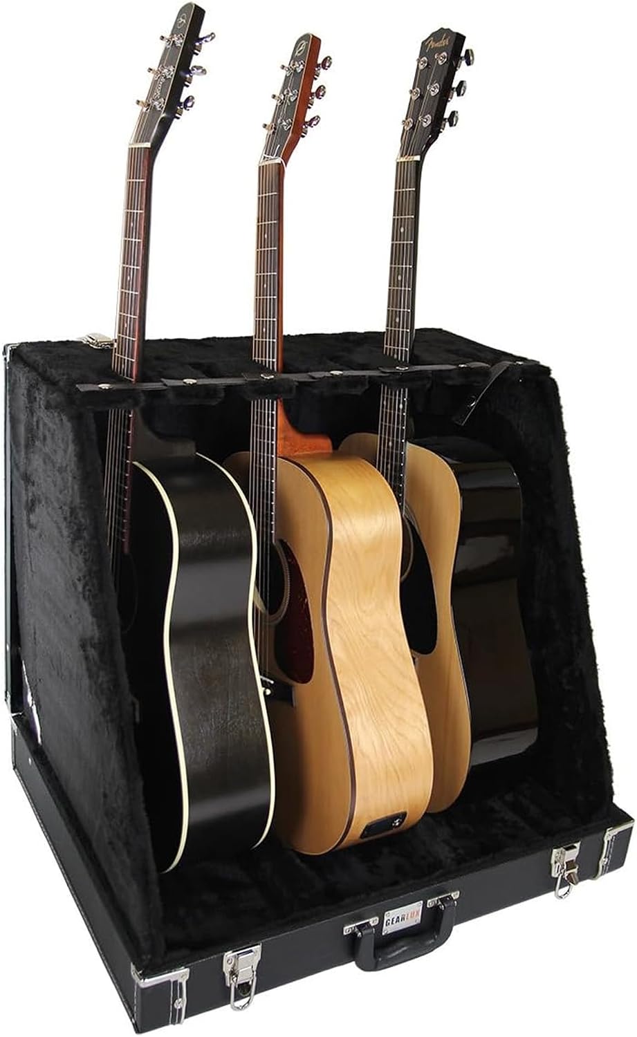Multiple Guitar Stand Case for 6 Electric or 3 Acoustic Guitars, Hardwood Exterior, Plush Interior