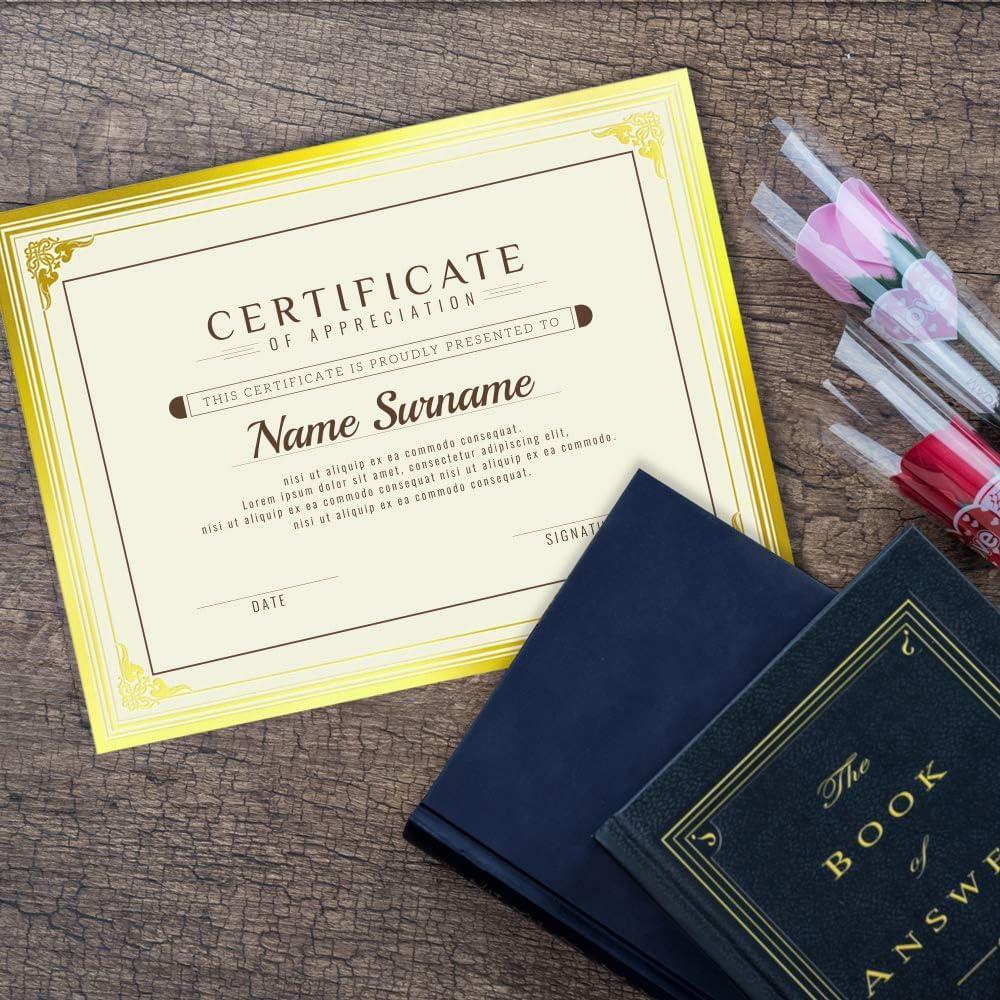 50 Sheets Certificate Papers - Blank Gold Foil Border, Letter Size 8.5x11 for Diploma, Certificates, Participation