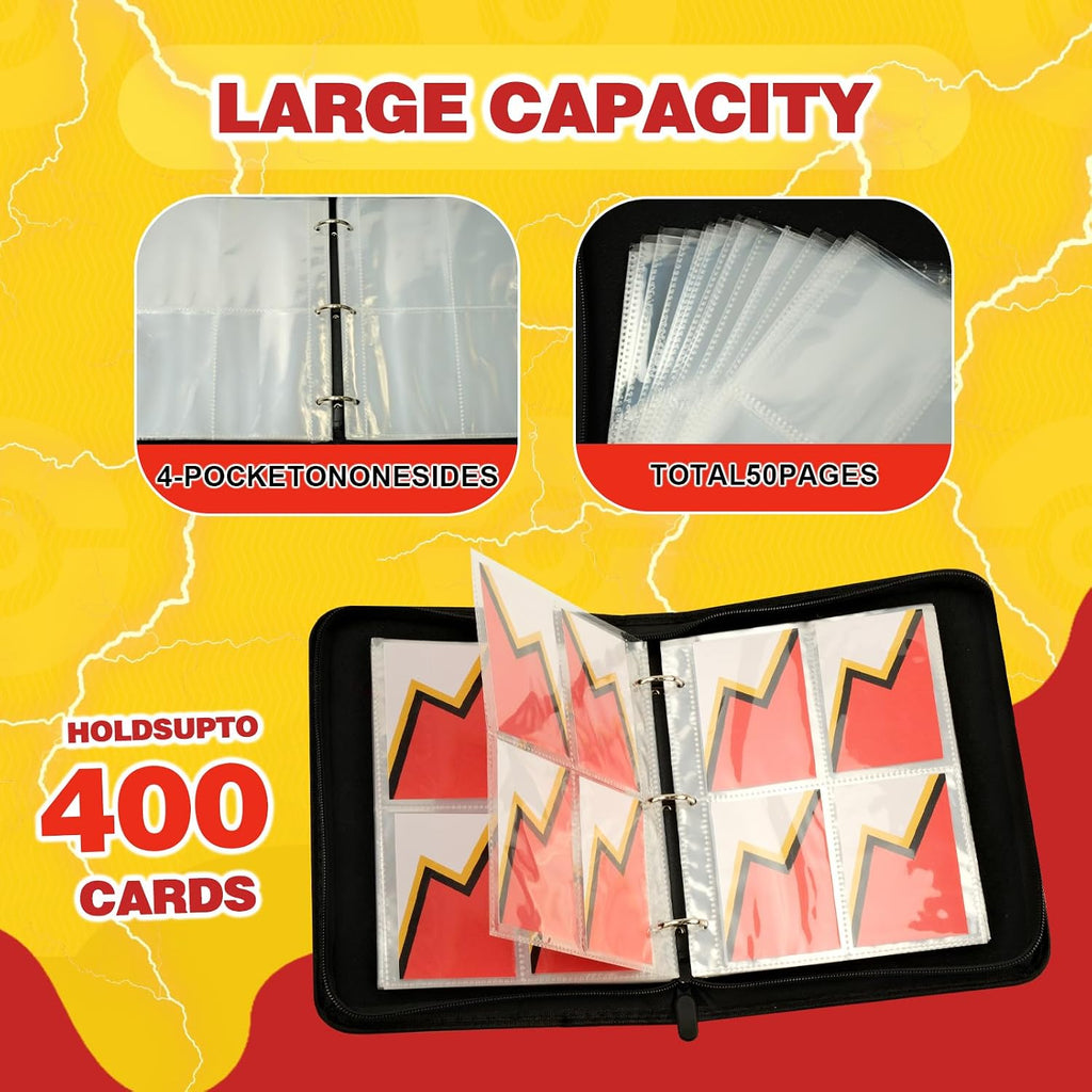 4 Pocket Trading Card Binder, 400 Cards Holder Album