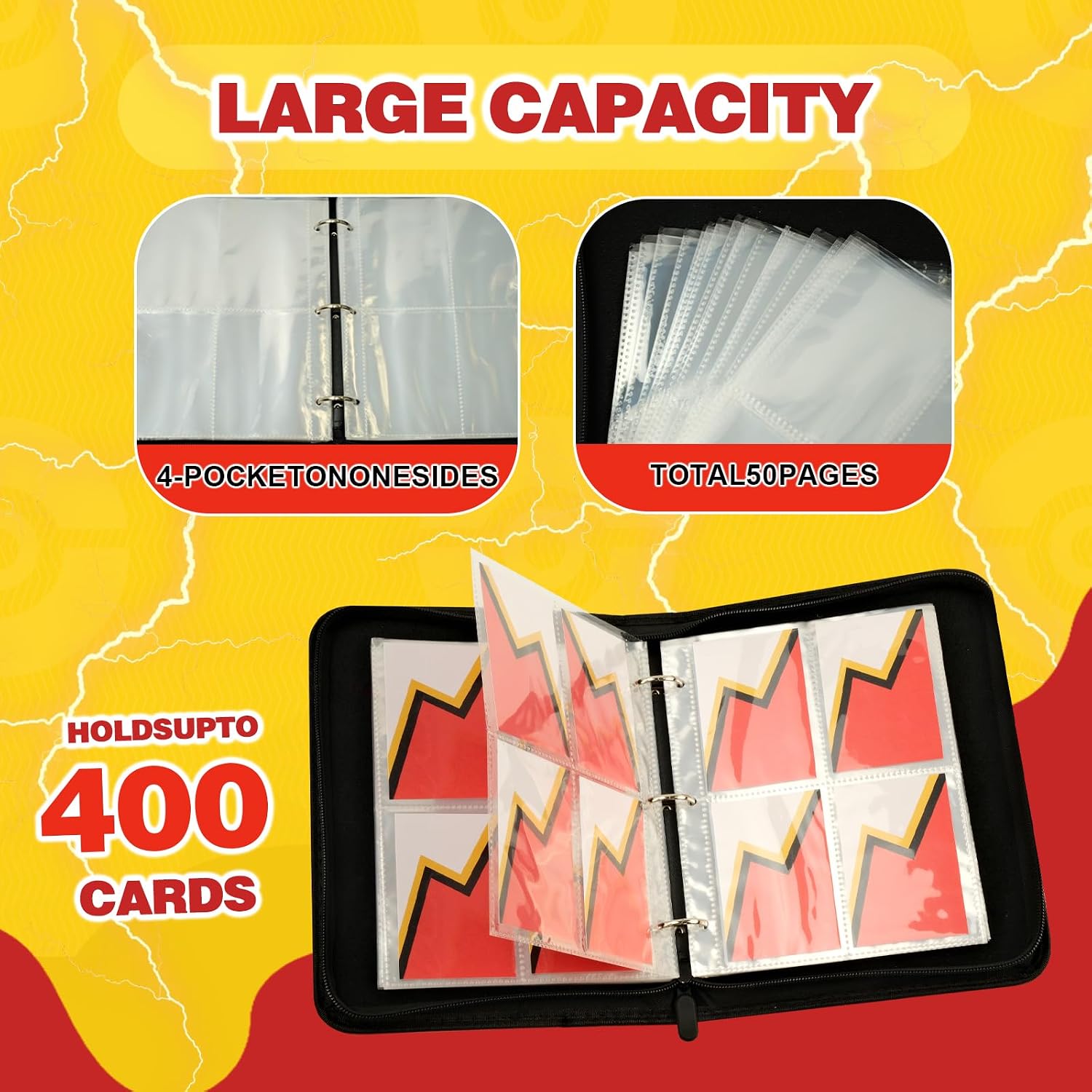 4 Pocket Trading Card Binder, 400 Cards Holder Album