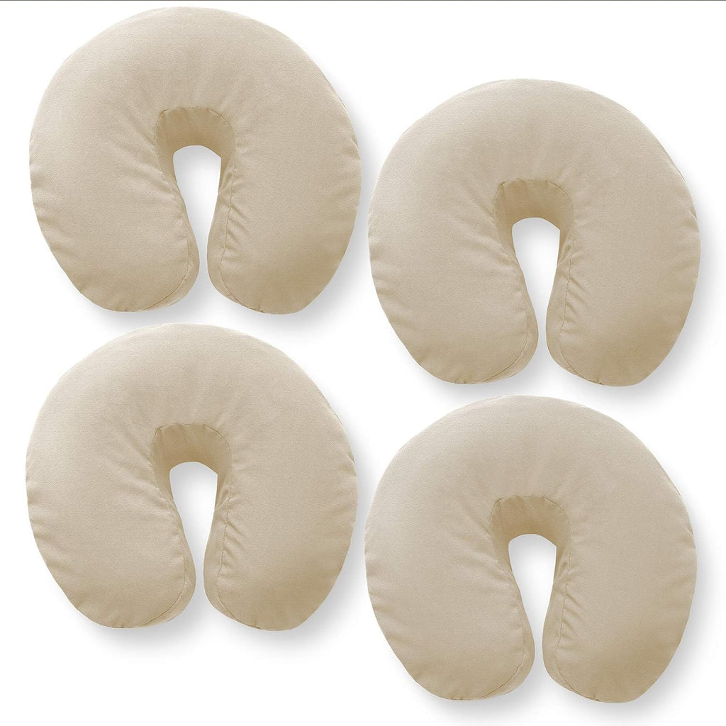 4-Pack Premium 100% Cotton Flannel Face Cradle Covers - Soft Cotton Fitted Massage Table Cradle Cover - Natural