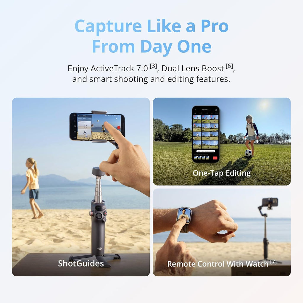 Osmo Mobile 8 Standard Combo, Gimbal Stabilizer for Phone | AI Native Tracking, 360° Pan Rotation, Built-in Extension