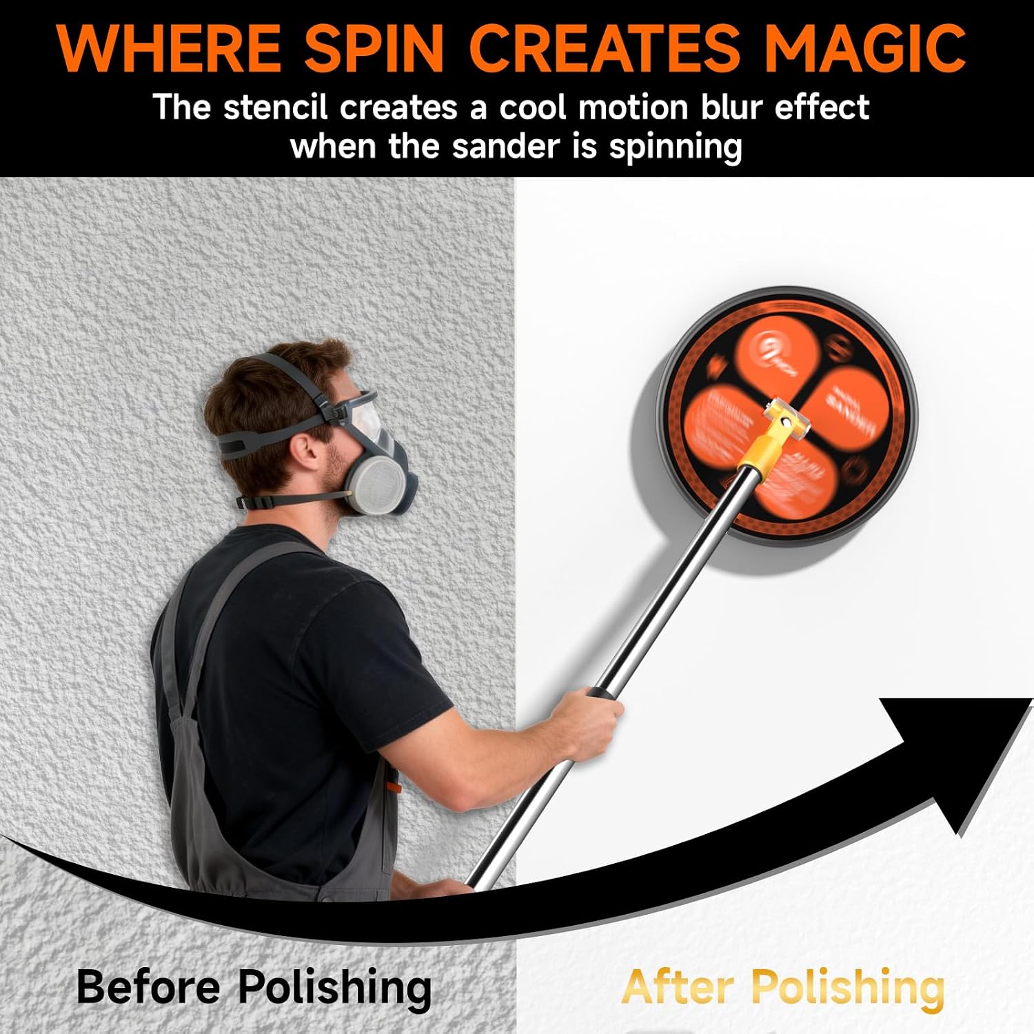 360° Wall Sander for Painting Prep, 78 inch Pole Sander for Drywall | Drywall Pole Sander with Extension Pole, 8 PCS