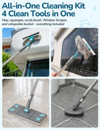 Collapsible Mop and Bucket Set with Scrub Brush & Squeegee