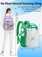 Clear Backpack for School, 17" Heavy Duty Double-Layer Clear Bookbag