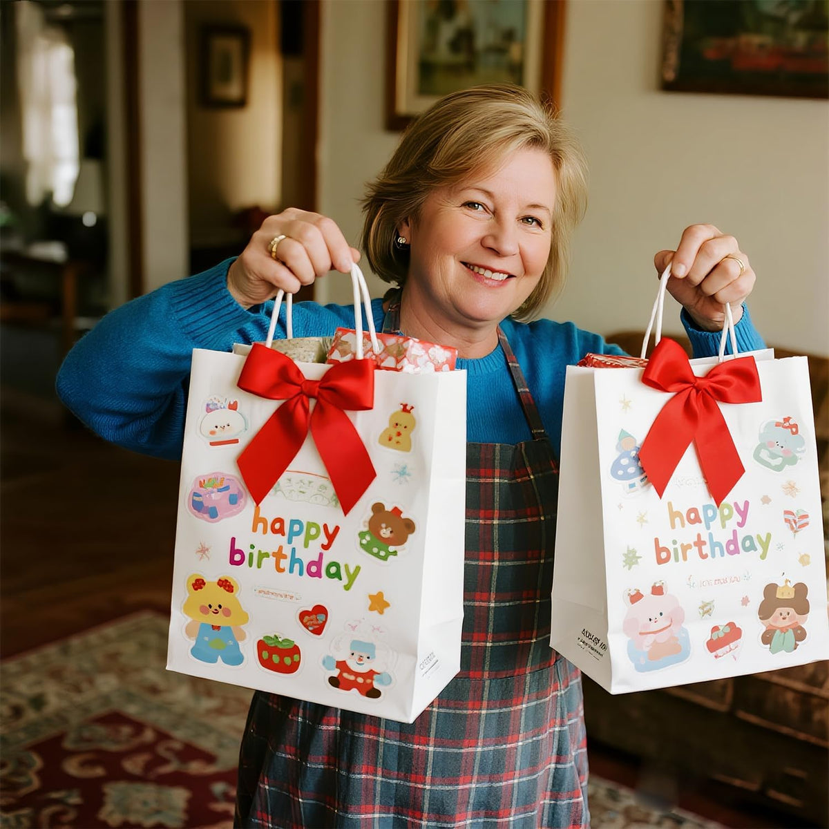 100 Pack White Gift Bags with Handles