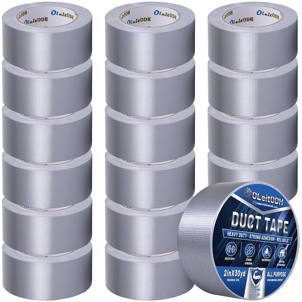 Silver Duct Tape Bulk, 2 Inches x 30 Yards, 16 Pack