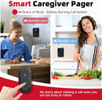 Caregiver Pager Wireless Call Button System Call Bell Alert Button Wireless Calling System for Elderly at Home/Deaf
