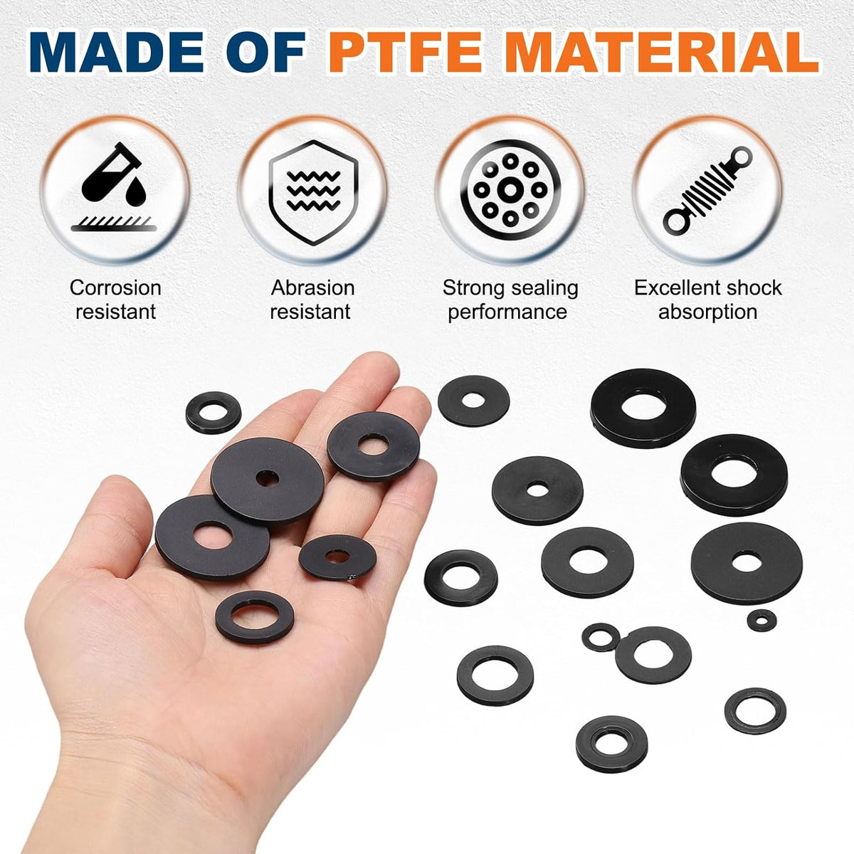 125 Pcs Nylon Flat Washer M4 4mm ID 12mm OD 1mm THK Black